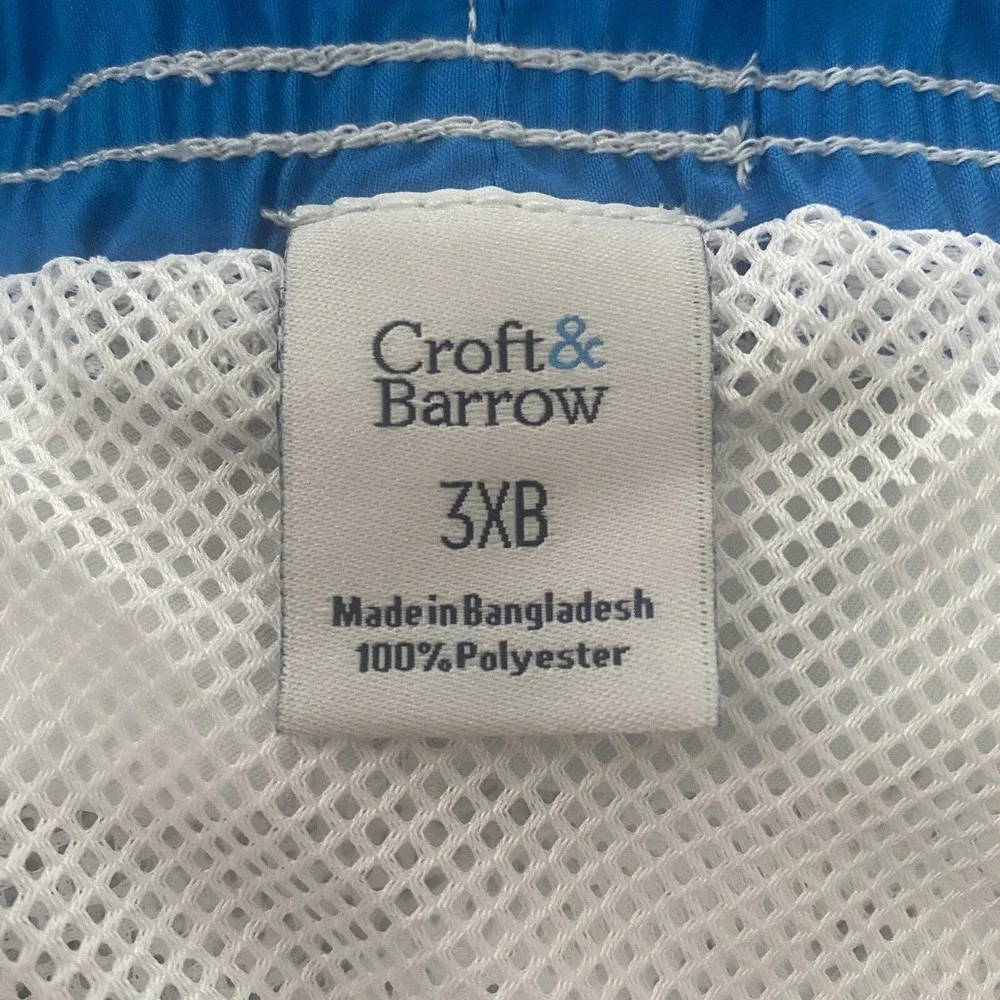 Croft & Barrow Mens 3XB Swim Trunks Sailboat Nautical Blue Cargo Shorts NWT 0415